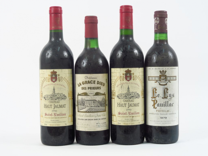 4 BOUTEILLES : 1 CHÂTEAU LA GRACE DIEU DES PRIEURS GC ST EMILION 1982 