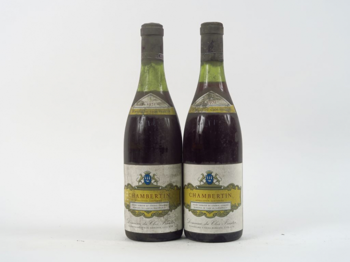 2 BOUTEILLES CHAMBERTIN GC DOMAINE DU CLOS FRANTIN BICHOT - 1972 - 1 à