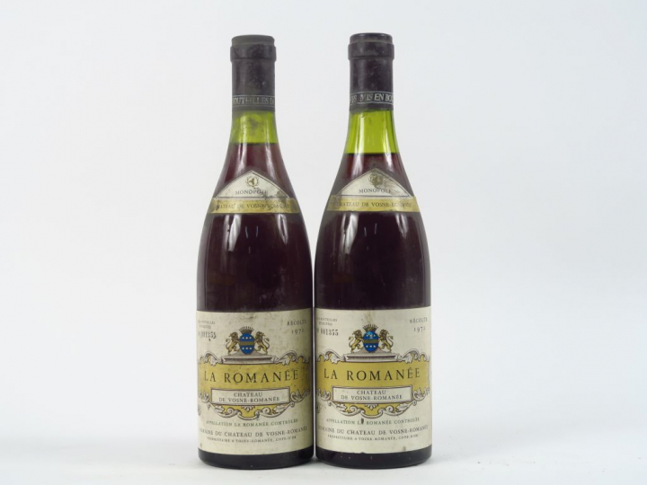 2 BOUTEILLES LA ROMANEE CHÂTEAU VOSNE ROMANEE - 1972 - 2,5 CM