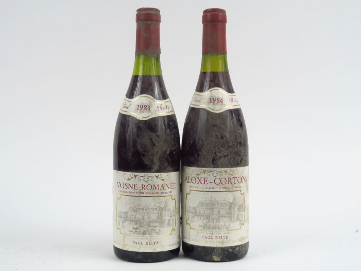 2 BOUTEILLES PAUL REITZ 1984 : 1 VOSNE ROMANEE - 1 ALOXE CORTON