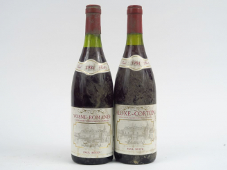 Vente aux enchères 2 BOUTEILLES PAUL REITZ 1984 : 1 VOSNE ROMANEE - 1 ALOXE CORTON
