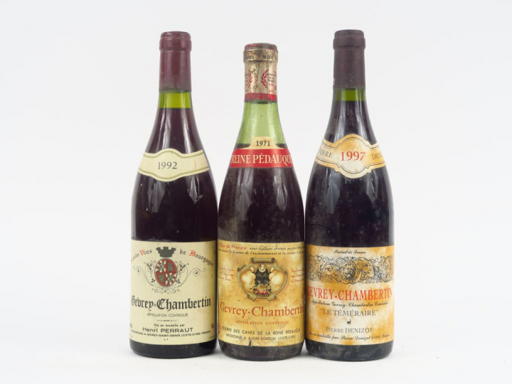 3 BOUTEILLES GEVREY CHAMBERTIN : 1 H. PERRAUT 1992 2 CM - 1 'LE TEMERA