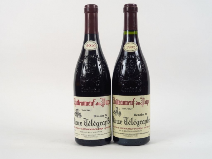 2 BOUTEILLES CHATEAUNEUF DU PAPE DOMAINE DU VIEUX TELEGRAPHE 'LA CRAU'