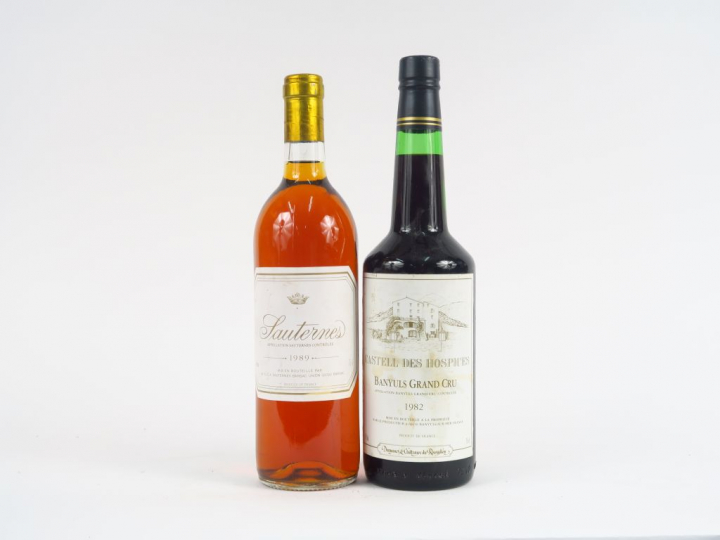 2 BOUTEILLES : 1 SAUTERNES 1989 - 1 BANYULS GC 1982
