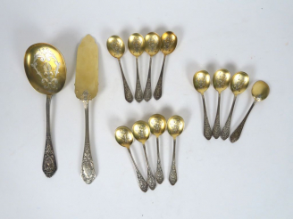 Vente aux enchères Service à glace de style Empire en argent et vermeil poinçon Minerve, 