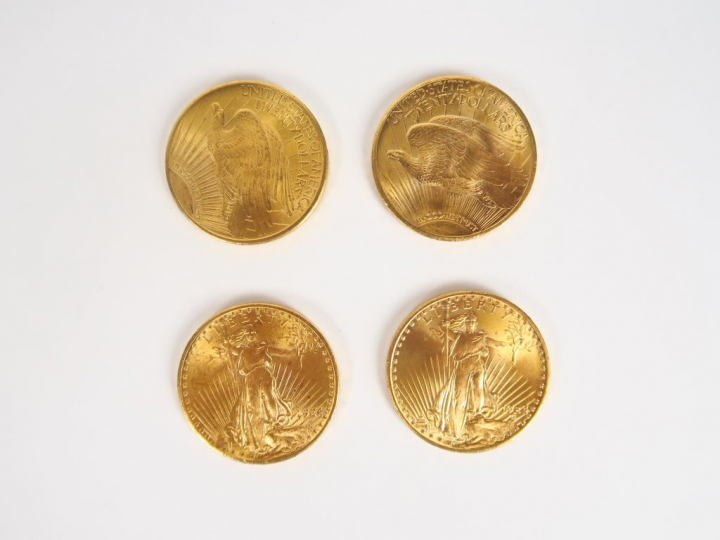Quatre pièces de 20 Dollars or, 1924.