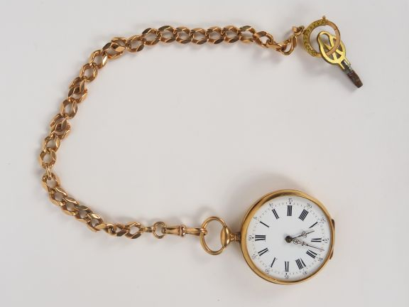 Montre de gousset en or. Poids tel. 40 gr (manque le verre)  On y join