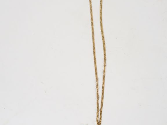 Chaine et deux pendentifs en forme de croix huguenote en or jaune. Poi