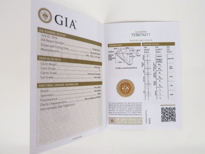 Diamant sur papier de 0,50 cts env. F avec certificat GIA n° 723827421