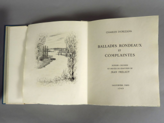 Vente aux enchères CHARLES D'ORLEANS. Ballades, Rondeaux et complaintes. Poésies choisies