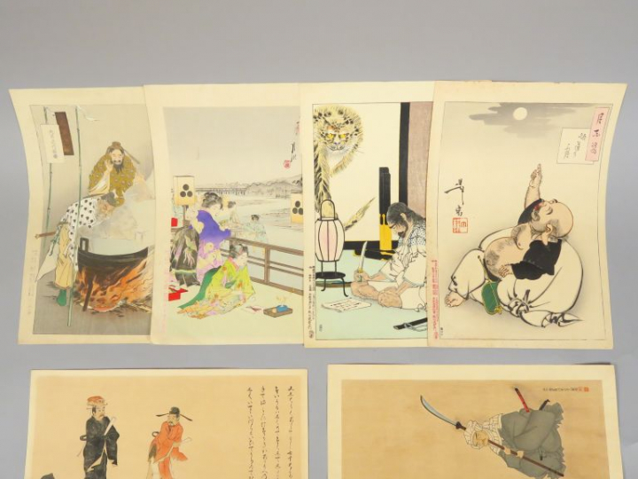 Ensemble comprenant des estampes et des reproductions d'estampes.  Jap