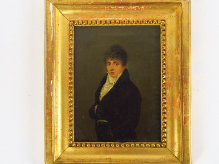 Ecole française fin XVIIIème/début XIXème. "Portrait d'homme au jabot"