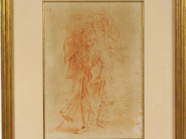 Ecole française XIXème. Deux dessins à la sanguine "Personnages". Dim.