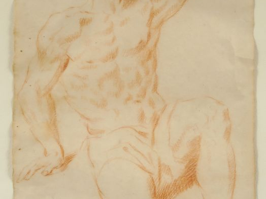 Ecole française XIXème. Deux dessins à la sanguine "Personnages". Dim.