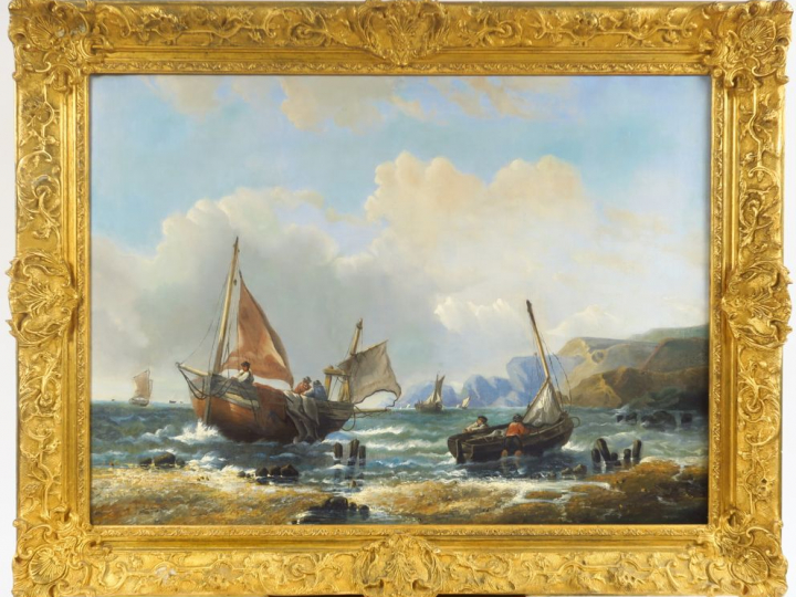 Ecole française XIXème. "Marine". Huile sur toile. Dim. 57 x 78 cm