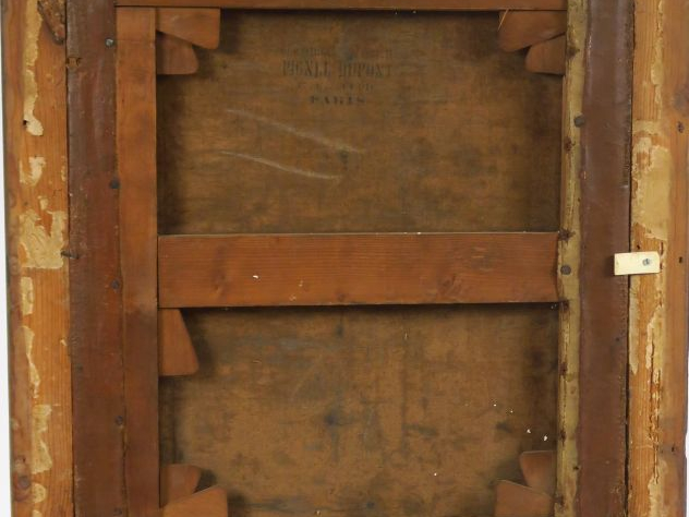 Ecole italienne XIXème. "Ruines antiques". Huile sur toile.  Dim. 51,5