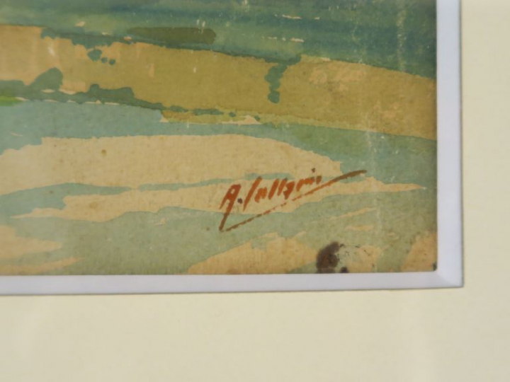 Ecole italienne Xxème. "Les Dolomites". Aquarelle, signée en bas à dro