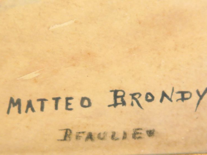 MATTEO BRONDY. "Vue du château de Beaulieu". Aquarelle signée en bas à