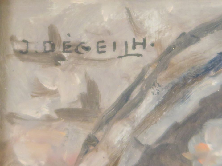 J. DEGEILH. "Le cloitre St Bertrand de Comminges". Huile sur panneau, 