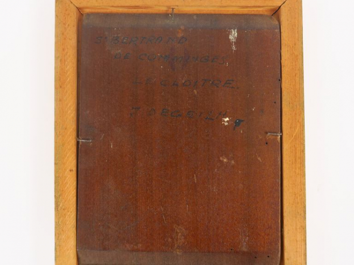 J. DEGEILH. "Le cloitre St Bertrand de Comminges". Huile sur panneau, 