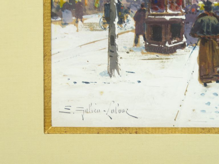 E. GALIEN-LALOUE. 'Notre Dame de Paris et les quais sous la neige'. Go