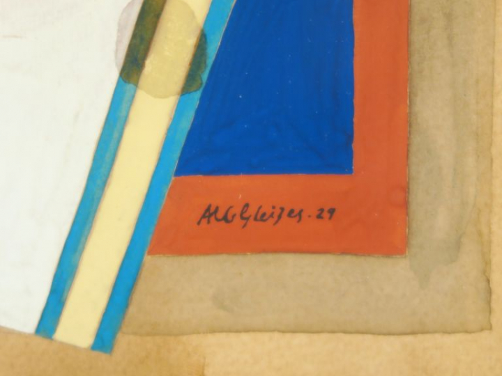 A. GLEIZES. "Le guitariste".  Aquarelle, signée en bas à droite et dat