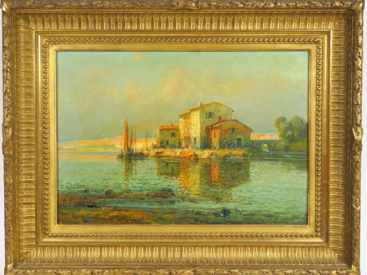 LORIN. "Paysage des Martigues". Huile sur toile, signée en bas à droit
