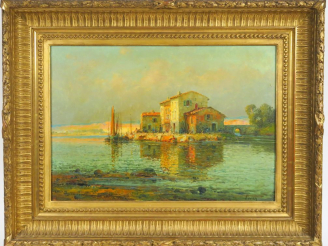 Vente aux enchères LORIN. "Paysage des Martigues". Huile sur toile, signée en bas à droit