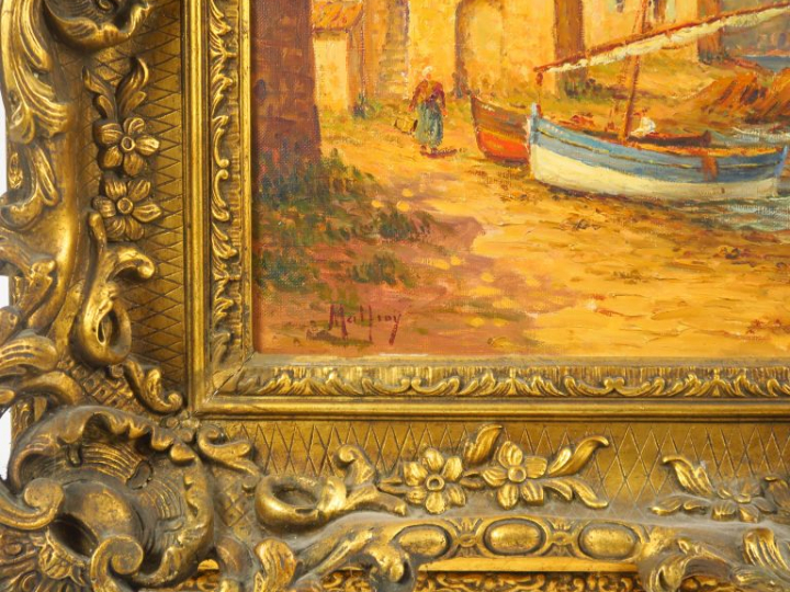 MALFROY. "Vue des Martigues". Huile sur toile, signée en bas à gauche.