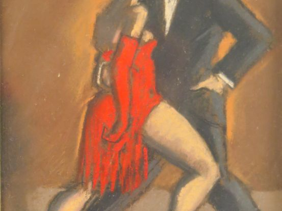 M. OTERO. "Danseurs de tango". Pastel, signé en bas à droite. Dim. 17,