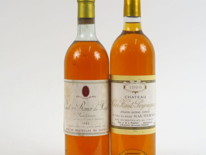 2 BOUTEILLES SAUTERNES : 1 CHÂTEAU ROMER DU HAYOT SAUTERNES 1982 HEP/C