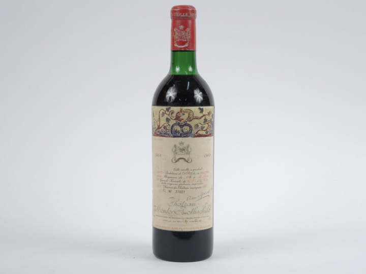 1 BOUTEILLE CHÂTEAU MOUTON ROTHSCHILD 1er GCC PAUILLAC - 1968 - LB/CAP