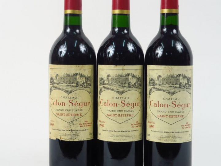 3 BOUTEILLES CHÂTEAU CALON SEGUR GCC ST ESTEPHE - 1992