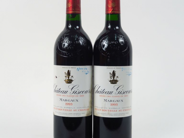2 BOUTEILLES CHÂTEAU GISCOURS GCC MARGAUX - 1993 - ET PORTANT DES INSC