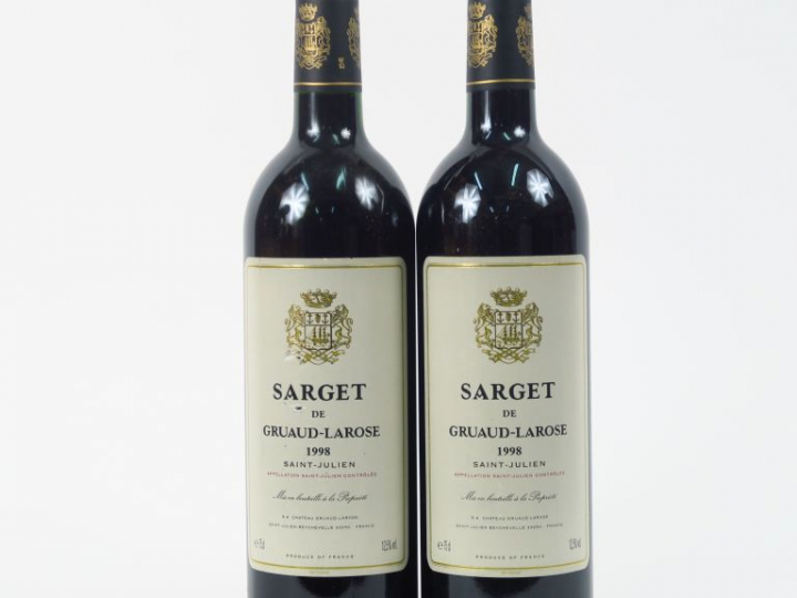 2 BOUTEILLES SARGET DE GRUAUD DE LA ROSE ST JULIEN - 1998