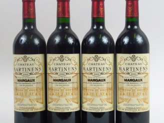 Vente aux enchères 4 BOUTEILLES CHÂTEAU MARTINENS CB MARGAUX - 2000