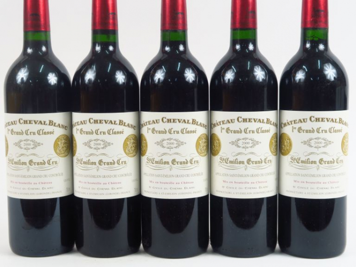 5 BOUTEILLES CHÂTEAU CHEVAL BLANC 1er GCC ST EMILION - 2000 - CBO REMI