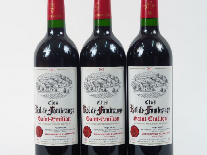 3 BOUTEILLES CLOS ROL DE FOMBRAUGE ST EMILION - 2001