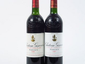 Vente aux enchères 2 BOUTEILLES CHÂTEAU GISCOURS GCC MARGAUX : 1 de 1986 HEP/1 de 1987 BG
