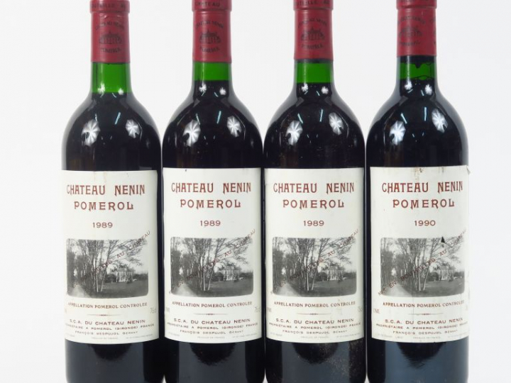 4 BOUTEILLES CHÂTEAU NENIN POMEROL - 3 de 1989 2 BG +/1 BG - 1 de 1990