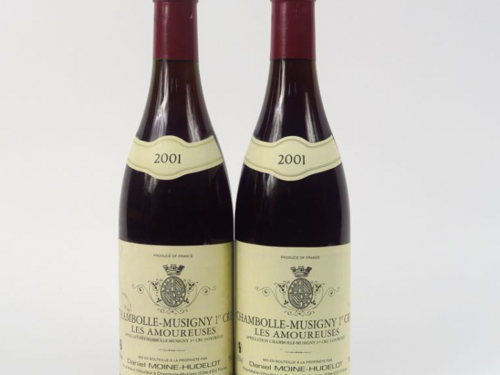 2 BOUTEILLES CHAMBOLLE MUSIGNY 1er CRU 'LES AMOUREUSES' MOINE HUDELOT 