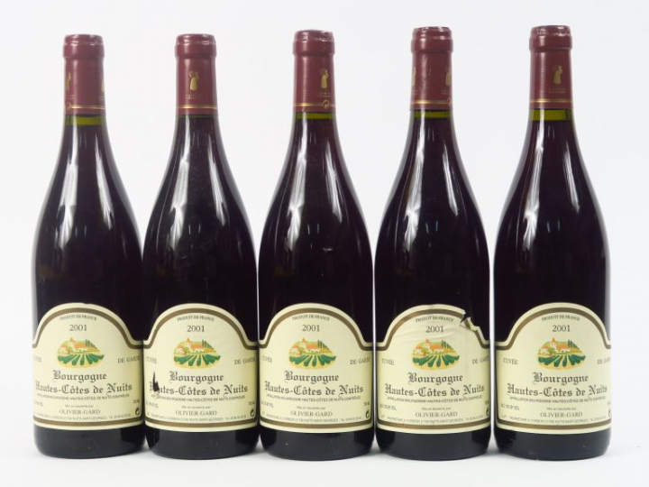 5 BOUTEILLES BOURGOGNE HAUTES CÔTES DE NUITS O. GARD - 2001