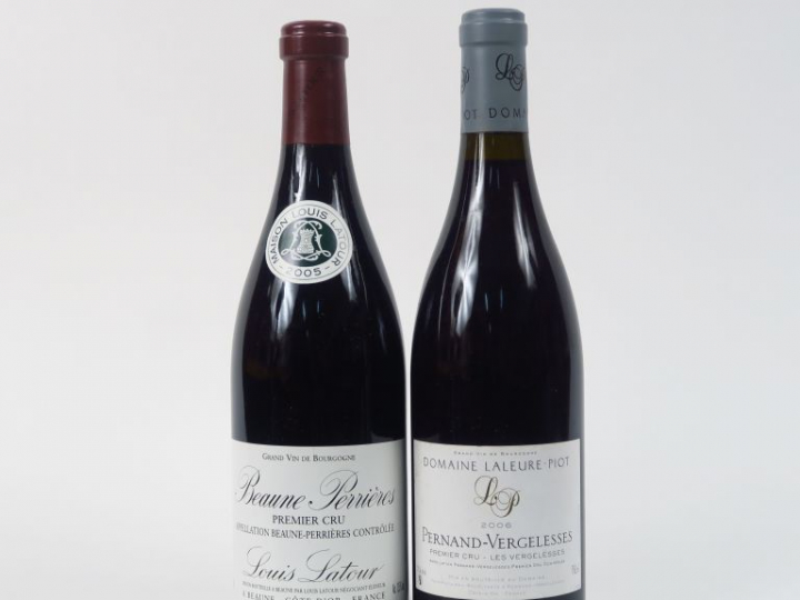 2 BOUTEILLES BOURGOGNE : 1 BEAUNE PERRIERES 1er CRU L. LATOUR 2005 - 1