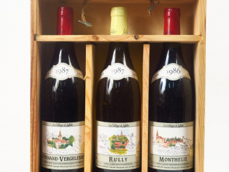 Vente aux enchères 3 BOUTEILLES JAFFELIN : 1 PERNAND VERGELESSES ROUGE 1987 - 1 MONTHELIE