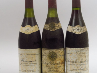 Vente aux enchères 3 BOUTEILLES : 1 POMMARD 1er CRU 'LES CHANLINS BAS' C. BERGERET 1991 -