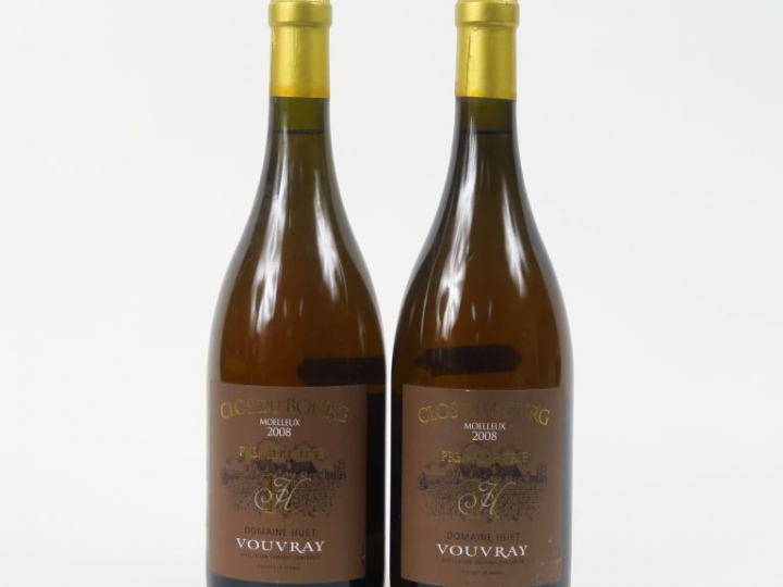 2 BOUTEILLES VOUVRAY CLOS DU BOURG 'PREMIERE TRIE' HUET - 2008