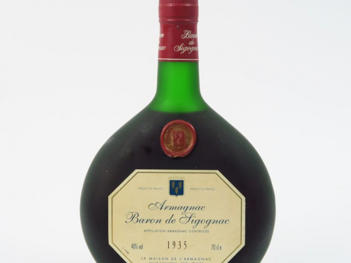 1 BOUTEILLE ARMAGNAC BARON DE CIGOGNAC - 1935 - MISE : 16.01.1995