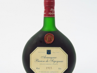 Vente aux enchères 1 BOUTEILLE ARMAGNAC BARON DE CIGOGNAC - 1935 - MISE : 16.01.1995