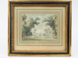 Vente aux enchères Claude Jean-Baptise HOIN "La place Louis XV à Paris en 1776" Dessin au