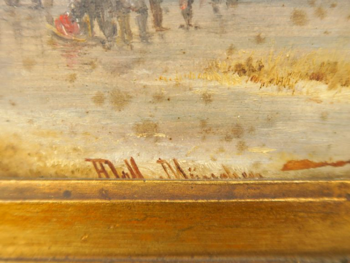 Anton DOLL. "Paysages d'hiver animés". Paire d'huiles sur panneau.  Si